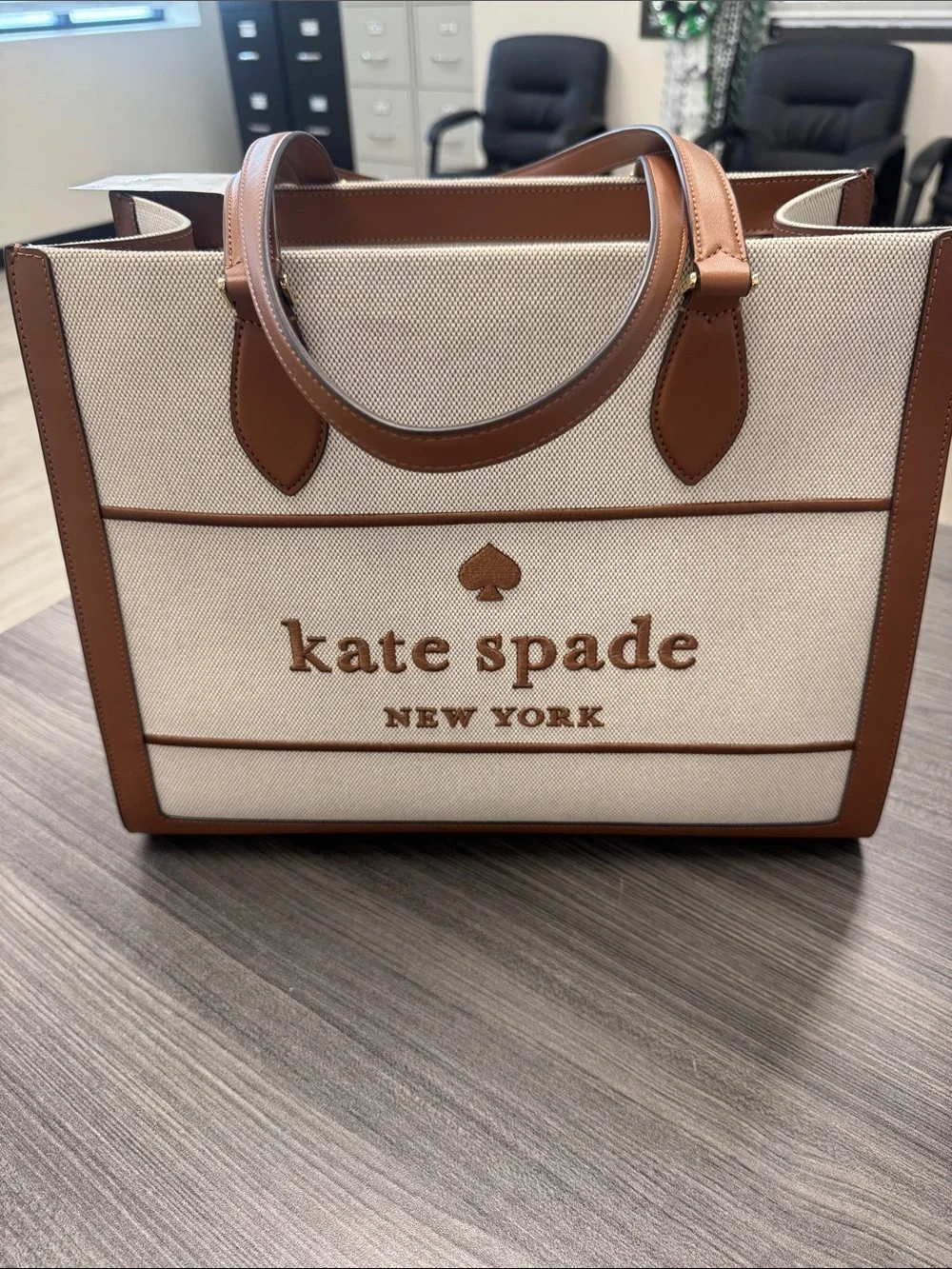 Kate Spade New York Canvas Tote Bag in Beige NWT